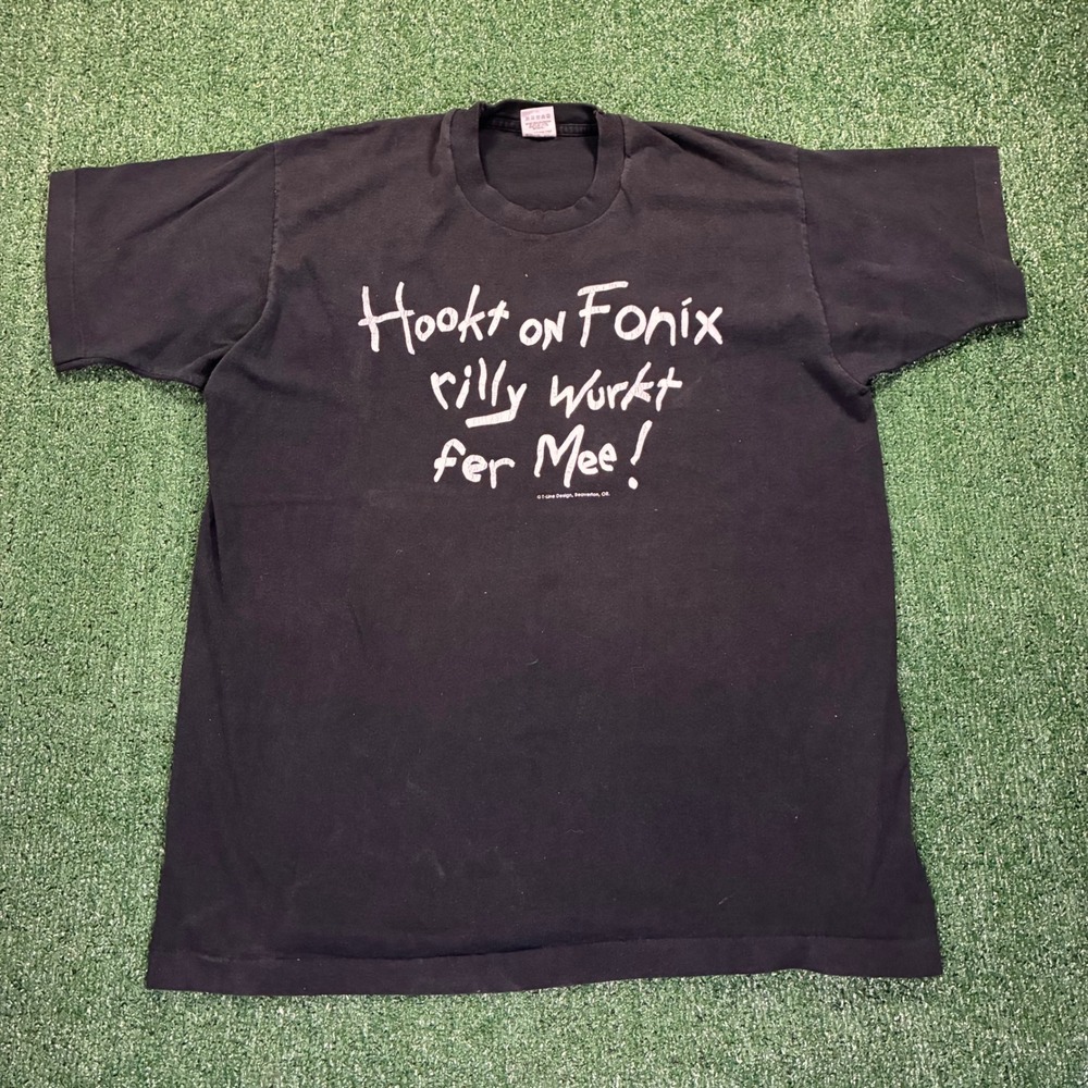 Vintage 90s Hookt‎ on Fonix Comedy T-shirt